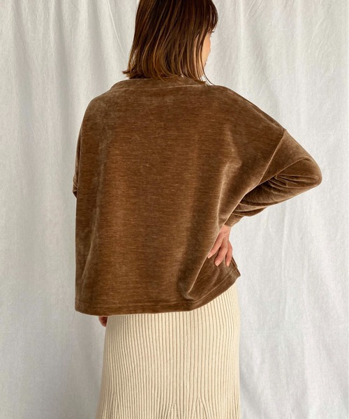 PICCIN（ピッチン）の「ベロアプルオーバー（Tシャツ/カットソー・レディース・ダークグリーン/ネイビー/モカ・M）」の22枚目の写真