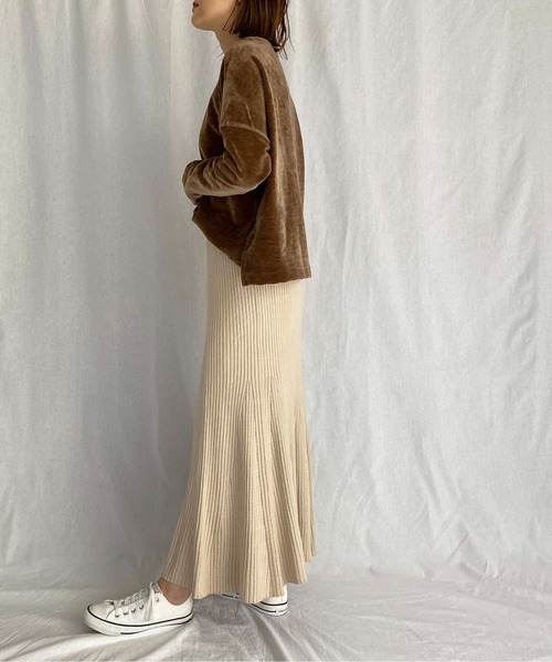 PICCIN（ピッチン）の「ベロアプルオーバー（Tシャツ/カットソー・レディース・ダークグリーン/ネイビー/モカ・M）」の12枚目の写真