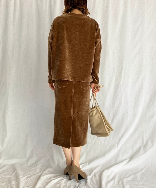 PICCIN（ピッチン）の「ベロアプルオーバー（Tシャツ/カットソー・レディース・ダークグリーン/ネイビー/モカ・M）」の17枚目の写真