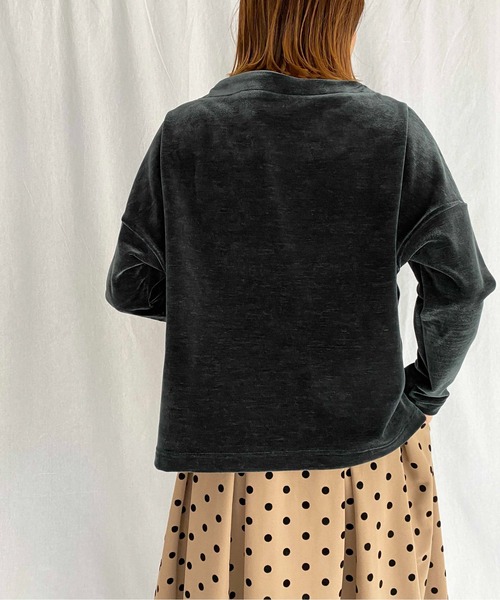 PICCIN（ピッチン）の「ベロアプルオーバー（Tシャツ/カットソー・レディース・ダークグリーン/ネイビー/モカ・M）」の7枚目の写真