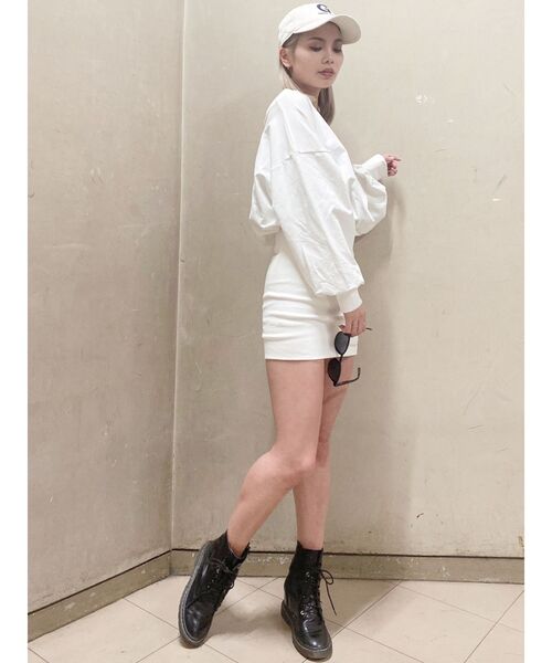 GYDA（ジェイダ）の「ドッキングオフショルスウェットワンピ（ワンピース・レディース・オフホワイト/グレー/ピンク/ベージュ・FREE）」の6枚目の写真