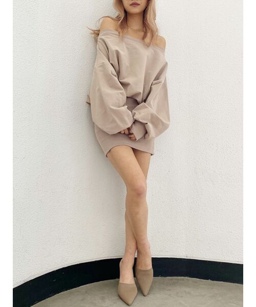 GYDA（ジェイダ）の「ドッキングオフショルスウェットワンピ（ワンピース・レディース・オフホワイト/グレー/ピンク/ベージュ・FREE）」の10枚目の写真