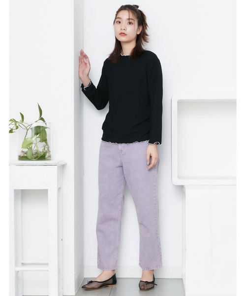 POU DOU DOU（プードゥドゥ）の「カラーデニムストレートパンツ（その他パンツ・レディース・ブラウン/ミント/ラベンダー・3）」の4枚目の写真