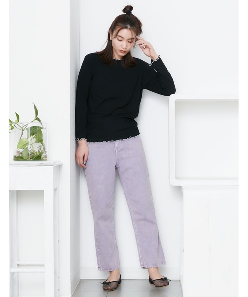 POU DOU DOU（プードゥドゥ）の「カラーデニムストレートパンツ（その他パンツ・レディース・ブラウン/ミント/ラベンダー・3）」の5枚目の写真