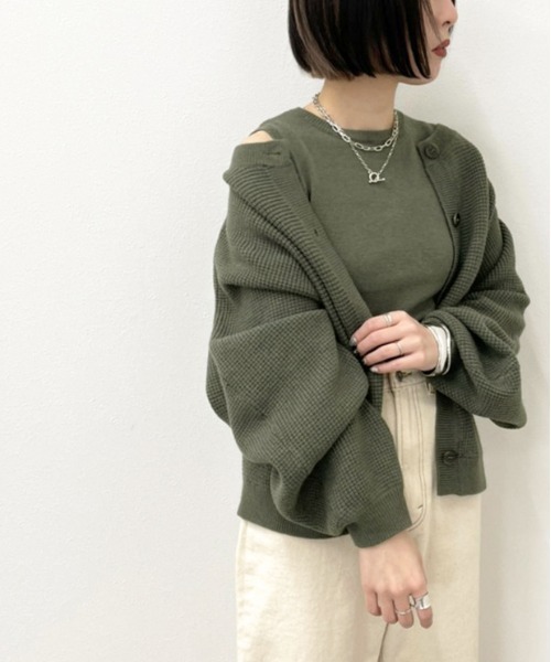 apres jour mignon(アプレジュールミニョン)の「ニットカーデアンサンブル【ZOZOTOWN限定アイテム】(ニット/セーター・レディース・グリーン/ブラック/アイボリー・X-LARGE/フリー)」の3枚目の写真
