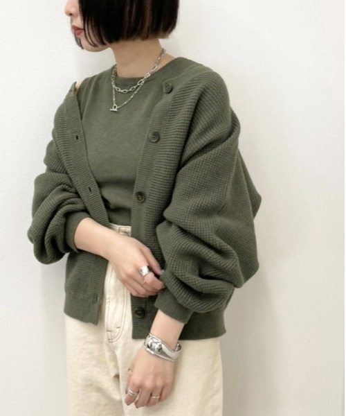apres jour mignon(アプレジュールミニョン)の「ニットカーデアンサンブル【ZOZOTOWN限定アイテム】(ニット/セーター・レディース・グリーン/ブラック/アイボリー・X-LARGE/フリー)」の4枚目の写真