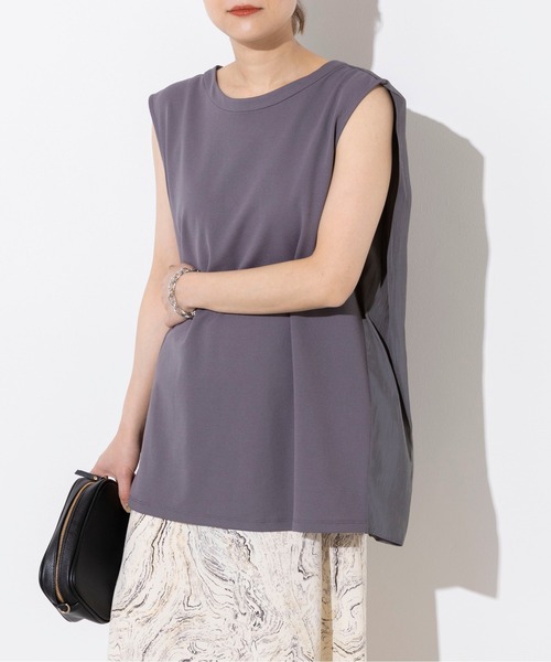 PICCIN(ピッチン)の「バック異素材ノースリーブ(Tシャツ/カットソー・レディース・チャコールグレー/ネイビー/アイボリー・M)」の3枚目の写真