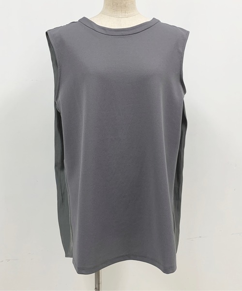 PICCIN(ピッチン)の「バック異素材ノースリーブ(Tシャツ/カットソー・レディース・チャコールグレー/ネイビー/アイボリー・M)」の10枚目の写真