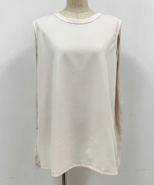 PICCIN(ピッチン)の「バック異素材ノースリーブ(Tシャツ/カットソー・レディース・チャコールグレー/ネイビー/アイボリー・M)」の8枚目の写真