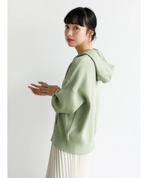 earth music&ecology（アースミュージックアンドエコロジー）の「スムースニットフーディ ＊（パーカー・レディース・ライトピンク/グレイッシュベージュ/ライトグリーン/アイボリー/ライトブラウン/ライトパープル・FREE）」の21枚目の写真