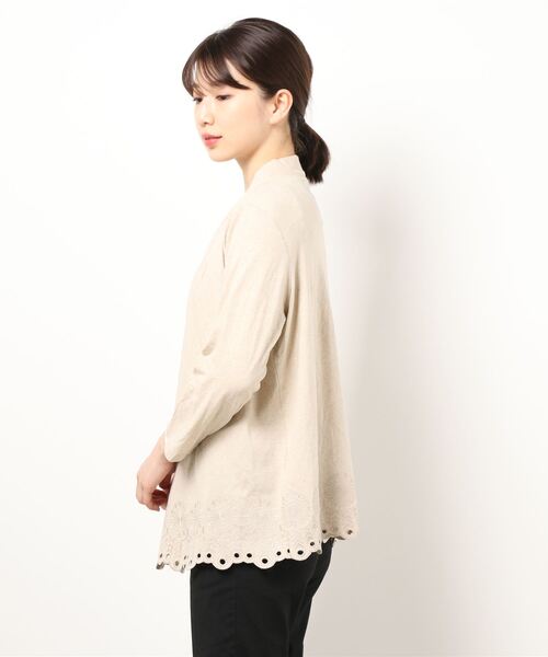 Comme Ca Mature(コムサマチュア)の「リネン カーデイガン(カーディガン/ボレロ・レディース・ネイビー/キナリ・MEDIUM/LARGE)」の3枚目の写真