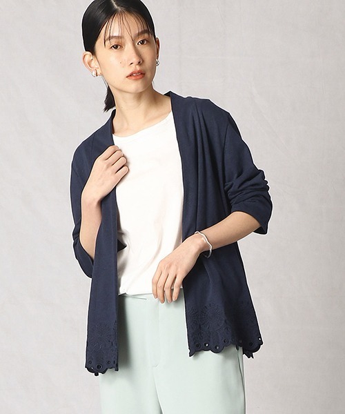 Comme Ca Mature(コムサマチュア)の「リネン カーデイガン(カーディガン/ボレロ・レディース・ネイビー/キナリ・MEDIUM/LARGE)」の1枚目の写真