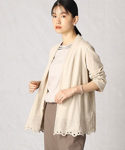 Comme Ca Mature(コムサマチュア)の「リネン カーデイガン(カーディガン/ボレロ・レディース・ネイビー/キナリ・MEDIUM/LARGE)」の2枚目の写真