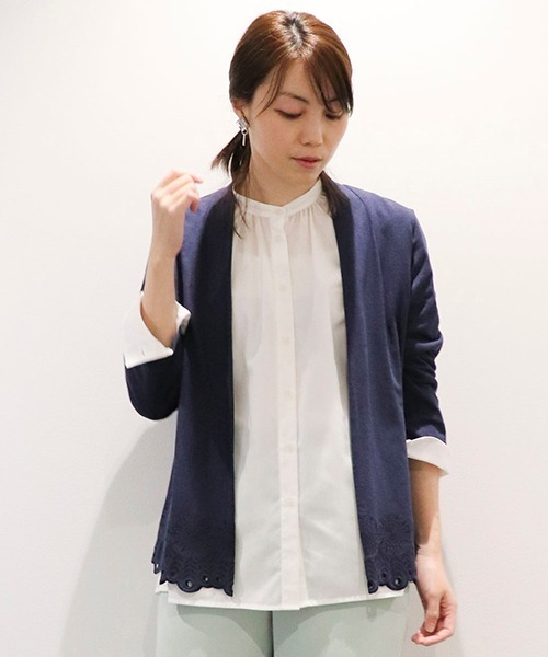 Comme Ca Mature(コムサマチュア)の「リネン カーデイガン(カーディガン/ボレロ・レディース・ネイビー/キナリ・MEDIUM/LARGE)」の10枚目の写真