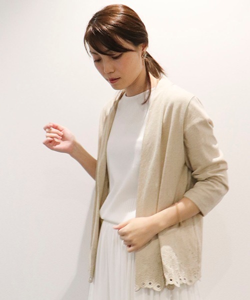 Comme Ca Mature(コムサマチュア)の「リネン カーデイガン(カーディガン/ボレロ・レディース・ネイビー/キナリ・MEDIUM/LARGE)」の11枚目の写真