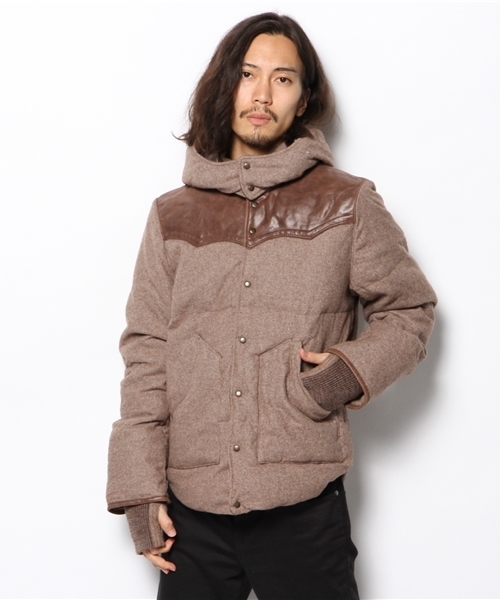 goa（ゴア）の「ツイードレザーヨークダウンジャケット（ダウンジャケット/コート・メンズ・モカ/ベージュ・1/2）」の2枚目の写真