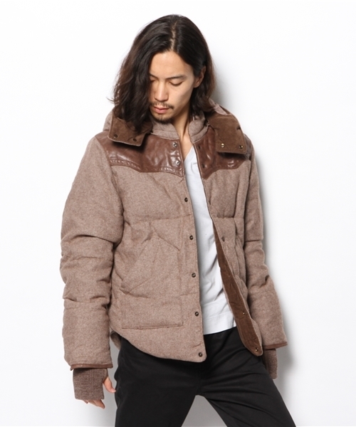 goa（ゴア）の「ツイードレザーヨークダウンジャケット（ダウンジャケット/コート・メンズ・モカ/ベージュ・1/2）」の8枚目の写真