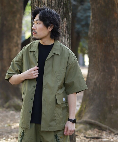 FREAK'S STORE（フリークスストア）の「WEB限定 CAPTAIN STAG×FREAK'S STORE/キャプテンスタッグ 別注 ファイヤープルーフ サイドポケット ギアシャツ/難燃/リップストップ（シャツ/ブラウス・メンズ・ブラック/ブラウン/グレイッシュベージュ/オリーブ・SMALL/MEDIUM/LARGE）」の12枚目の写真