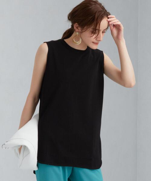 green label relaxing（グリーンレーベルリラクシング）の「[ 1_OF MINE ] FFC GIZA ノースリーブ クルーネック Tシャツ <フリーサイズ>（Tシャツ/カットソー・レディース・ホワイト/オレンジ系その他/ブラック/ライトブルー・FREE）」の6枚目の写真