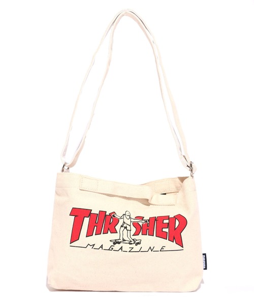 THRASHER（スラッシャー）の「THRASHER/スラッシャー Tote Shoulder S ショルダーバッグ キャンバスコットン ゴンズ（ショルダーバッグ・メンズ・ホワイト/ホワイト×レッド/ホワイト×ブラック/ホワイト×ブルー・ONE SIZE）」の3枚目の写真