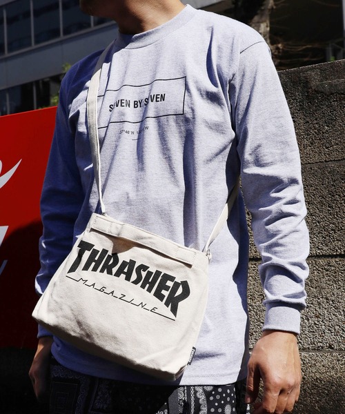 THRASHER（スラッシャー）の「THRASHER/スラッシャー Tote Shoulder S ショルダーバッグ キャンバスコットン ゴンズ（ショルダーバッグ・メンズ・ホワイト/ホワイト×レッド/ホワイト×ブラック/ホワイト×ブルー・ONE SIZE）」の4枚目の写真