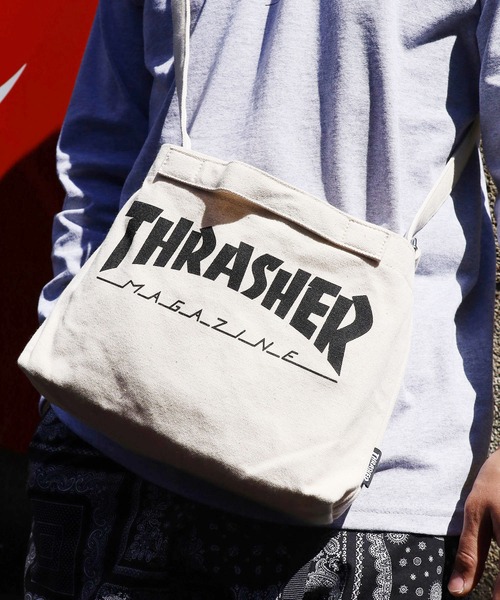 THRASHER（スラッシャー）の「THRASHER/スラッシャー Tote Shoulder S ショルダーバッグ キャンバスコットン ゴンズ（ショルダーバッグ・メンズ・ホワイト/ホワイト×レッド/ホワイト×ブラック/ホワイト×ブルー・ONE SIZE）」の12枚目の写真