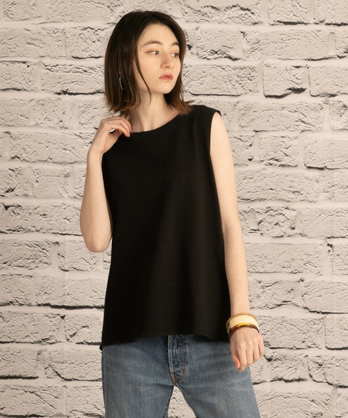 OWLSPALE（オールズペール）の「21s天竺ノースリーブ（タンクトップ・レディース・ホワイト/ブラック/ベージュ・FREE）」の3枚目の写真