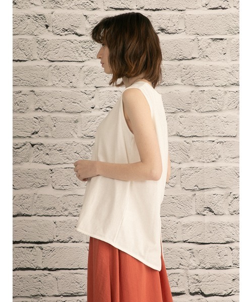 OWLSPALE（オールズペール）の「21s天竺ノースリーブ（タンクトップ・レディース・ホワイト/ブラック/ベージュ・FREE）」の12枚目の写真