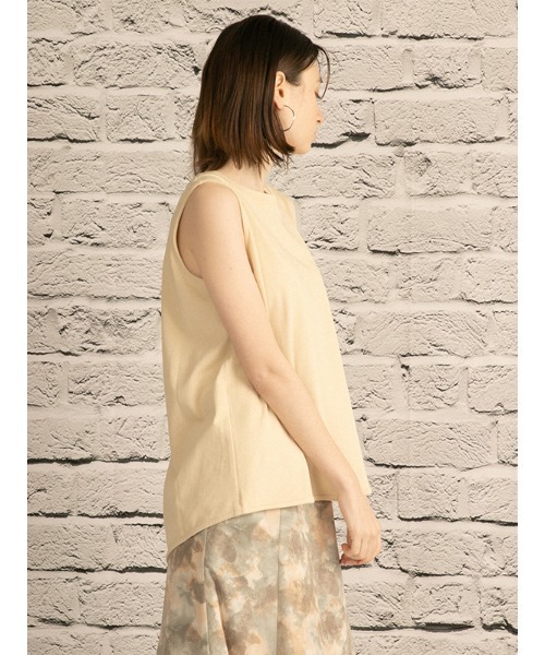 OWLSPALE（オールズペール）の「21s天竺ノースリーブ（タンクトップ・レディース・ホワイト/ブラック/ベージュ・FREE）」の4枚目の写真