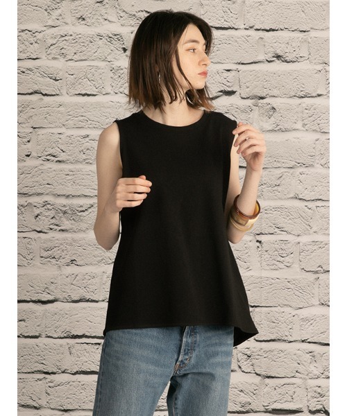 OWLSPALE（オールズペール）の「21s天竺ノースリーブ（タンクトップ・レディース・ホワイト/ブラック/ベージュ・FREE）」の14枚目の写真