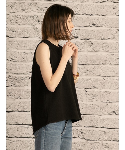 OWLSPALE（オールズペール）の「21s天竺ノースリーブ（タンクトップ・レディース・ホワイト/ブラック/ベージュ・FREE）」の5枚目の写真