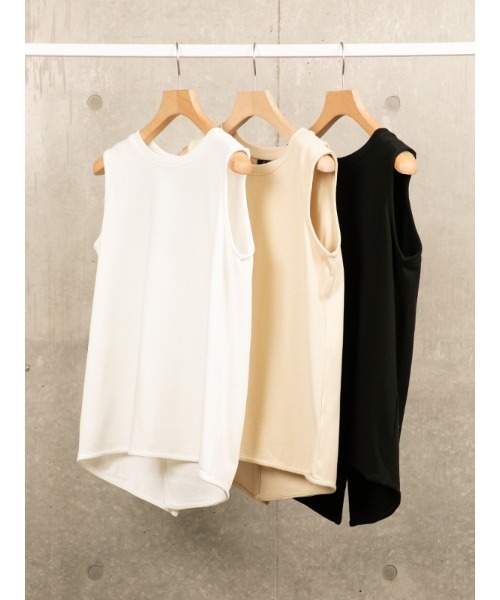 OWLSPALE（オールズペール）の「21s天竺ノースリーブ（タンクトップ・レディース・ホワイト/ブラック/ベージュ・FREE）」の15枚目の写真