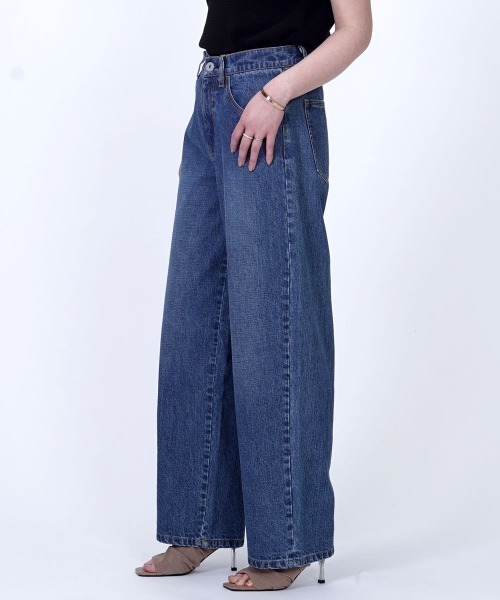 SELECT LEVERY(セレクトリベリー)の「(Emma) デニムワイドカーブドパンツ(デニムパンツ・レディース・ブルー/ネイビー/インディゴブルー/ダークグレー・MEDIUM/SMALL/LARGE/X-LARGE)」の1枚目の写真