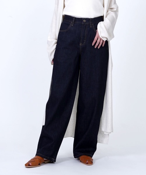 SELECT LEVERY(セレクトリベリー)の「(Emma) デニムワイドカーブドパンツ(デニムパンツ・レディース・ブルー/ネイビー/インディゴブルー/ダークグレー・MEDIUM/SMALL/LARGE/X-LARGE)」の5枚目の写真