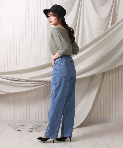 SELECT LEVERY(セレクトリベリー)の「(Emma) デニムワイドカーブドパンツ(デニムパンツ・レディース・ブルー/ネイビー/インディゴブルー/ダークグレー・MEDIUM/SMALL/LARGE/X-LARGE)」の16枚目の写真