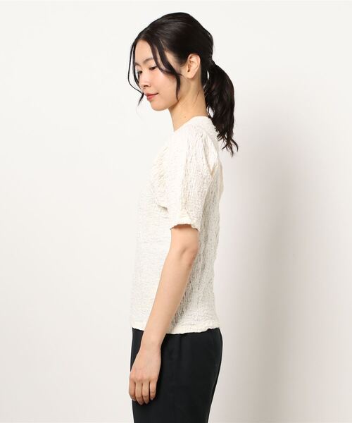 FREE'S MART（フリーズマート）の「ふくれジャガードパフスリーブカットソー（Tシャツ/カットソー・レディース・ブラック/グレー/ホワイト/イエロー・FREE）」の5枚目の写真