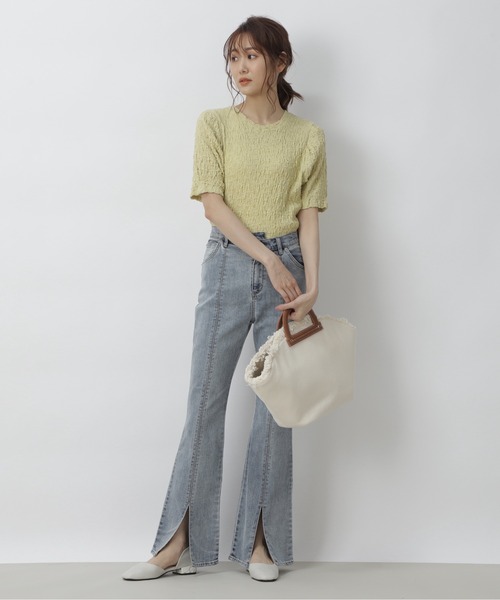 FREE'S MART（フリーズマート）の「ふくれジャガードパフスリーブカットソー（Tシャツ/カットソー・レディース・ブラック/グレー/ホワイト/イエロー・FREE）」の22枚目の写真