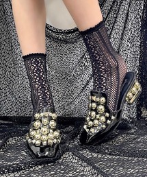 デザインヒールバックレスパンプス