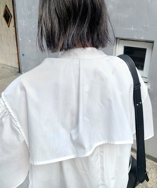 WHO'S WHO gallery(フーズフーギャラリー)の「セパレート半袖ワンピース(シャツワンピース・レディース・ブラック/オフホワイト・FREE)」の6枚目の写真