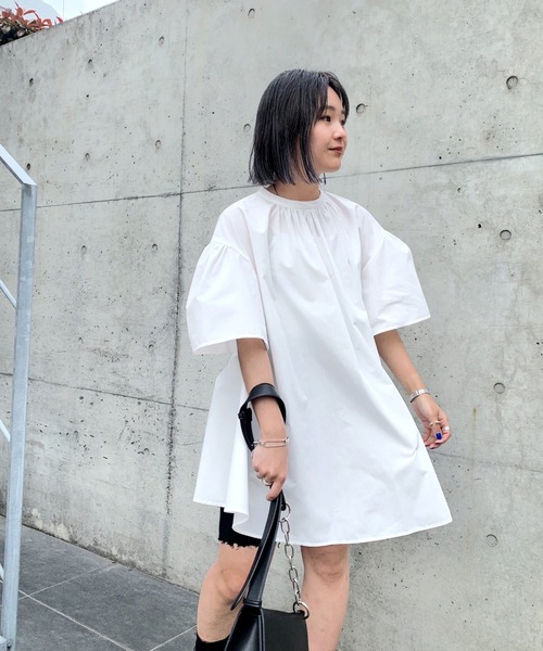 WHO'S WHO gallery(フーズフーギャラリー)の「セパレート半袖ワンピース(シャツワンピース・レディース・ブラック/オフホワイト・FREE)」の9枚目の写真