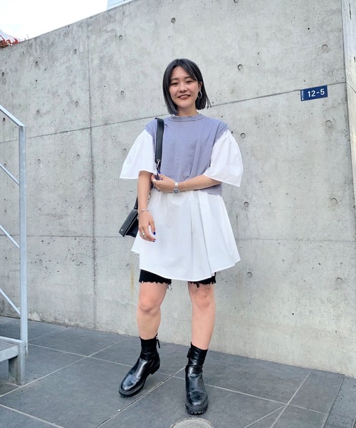 WHO'S WHO gallery(フーズフーギャラリー)の「セパレート半袖ワンピース(シャツワンピース・レディース・ブラック/オフホワイト・FREE)」の13枚目の写真