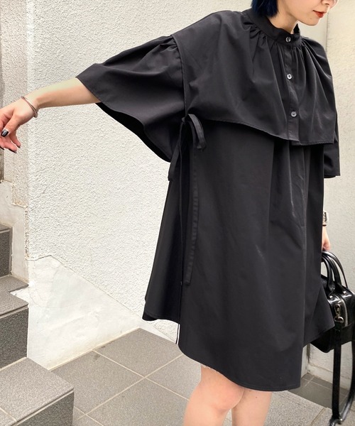 WHO'S WHO gallery(フーズフーギャラリー)の「セパレート半袖ワンピース(シャツワンピース・レディース・ブラック/オフホワイト・FREE)」の17枚目の写真