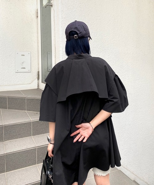 WHO'S WHO gallery(フーズフーギャラリー)の「セパレート半袖ワンピース(シャツワンピース・レディース・ブラック/オフホワイト・FREE)」の20枚目の写真