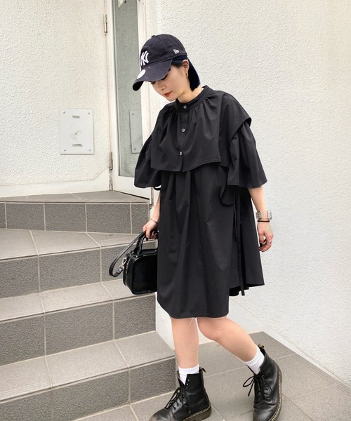 WHO'S WHO gallery(フーズフーギャラリー)の「セパレート半袖ワンピース(シャツワンピース・レディース・ブラック/オフホワイト・FREE)」の22枚目の写真