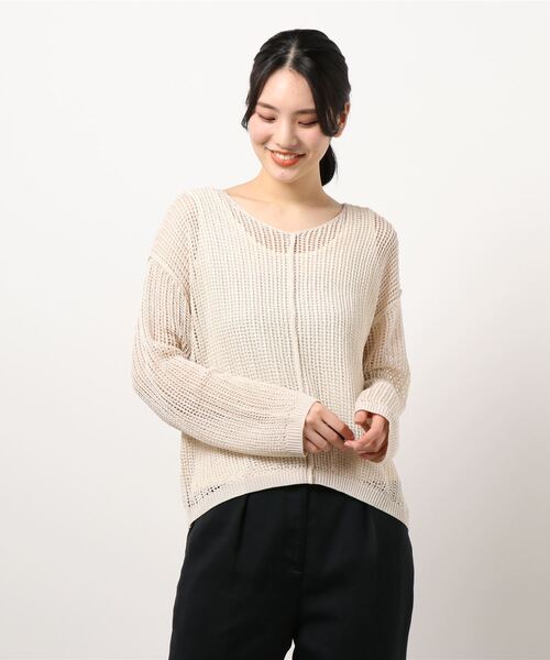 HONEYSUCKLE ROSE（ハニーサックルローズ）の「【HONEYSUCKLE ROSE】メッシュ編みレイヤード（アンサンブル・レディース・ブラウン/ブラック/オフホワイト・M/L）」の2枚目の写真