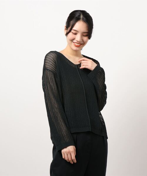 HONEYSUCKLE ROSE（ハニーサックルローズ）の「【HONEYSUCKLE ROSE】メッシュ編みレイヤード（アンサンブル・レディース・ブラウン/ブラック/オフホワイト・M/L）」の3枚目の写真