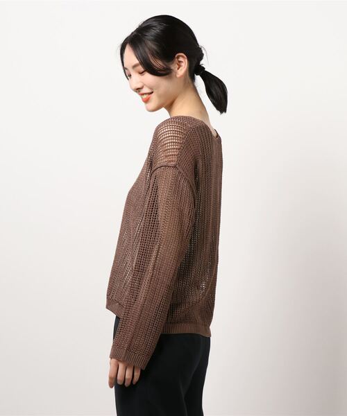 HONEYSUCKLE ROSE（ハニーサックルローズ）の「【HONEYSUCKLE ROSE】メッシュ編みレイヤード（アンサンブル・レディース・ブラウン/ブラック/オフホワイト・M/L）」の4枚目の写真