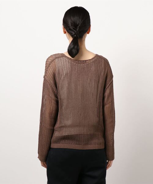 HONEYSUCKLE ROSE（ハニーサックルローズ）の「【HONEYSUCKLE ROSE】メッシュ編みレイヤード（アンサンブル・レディース・ブラウン/ブラック/オフホワイト・M/L）」の5枚目の写真