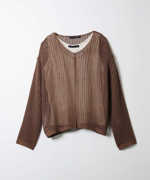 HONEYSUCKLE ROSE（ハニーサックルローズ）の「【HONEYSUCKLE ROSE】メッシュ編みレイヤード（アンサンブル・レディース・ブラウン/ブラック/オフホワイト・M/L）」の11枚目の写真