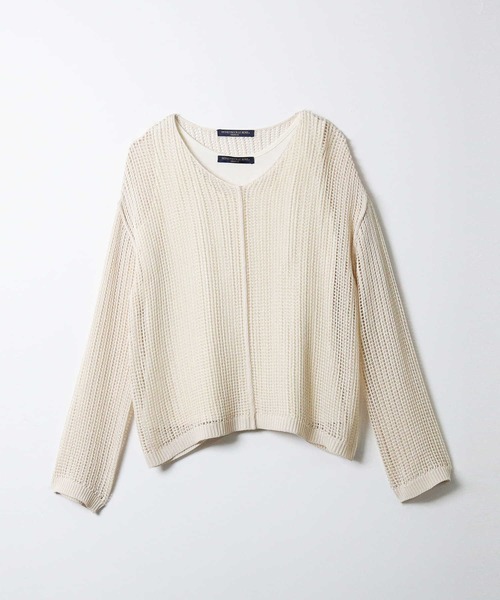 HONEYSUCKLE ROSE（ハニーサックルローズ）の「【HONEYSUCKLE ROSE】メッシュ編みレイヤード（アンサンブル・レディース・ブラウン/ブラック/オフホワイト・M/L）」の9枚目の写真